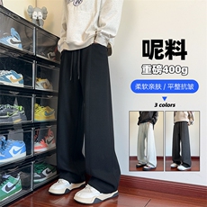美式拼接侧边口袋高克重400g毛呢大码休闲裤男K24007-特P40控78，男装休闲裤，电商A001