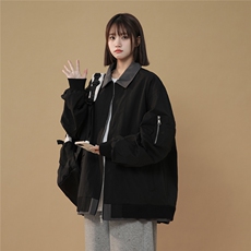 现货春季宽松翻领拼接夹克潮设计款小众外套XZ811A-JK3010-P88，男装夹克，星座811A