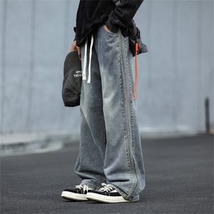 903-YK28 -特P65    S-3XL  条纹织带 牛仔裤【蓝色  黑色】4图片