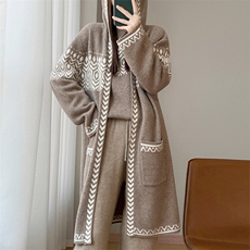 2025年秋季时尚百搭通勤简约休闲加厚长款大衣，女装羊毛衫，大美人高端店