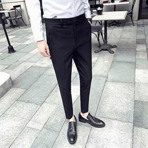 春夏英伦休闲西裤韩版修身小脚裤商务长裤 九分裤ZD88图片