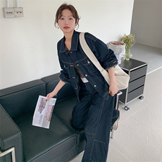 2026早春炸街洋气收腰水洗牛仔两件套2B153-057-P175-K288，女装套装/套裙，2B153