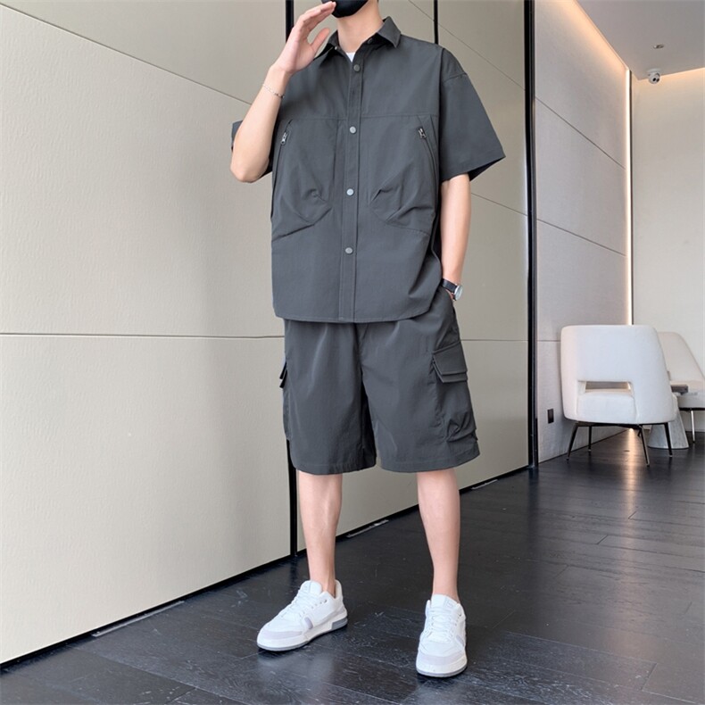短袖衬衫男新款夏季薄款透气搭配套装短裤宽松翻领衬衣TZ068-P90,男装牛仔裤,星座308B-2