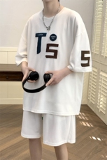 夏上新青少年毛巾绣时尚半袖套装休闲圆领T恤男女6635-P60控价88，男装T恤，电商A441-1