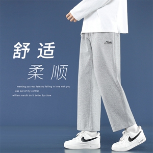 休闲卫裤男春秋季宽松灰色直筒九分裤子ins潮流WK12-1特批25图片