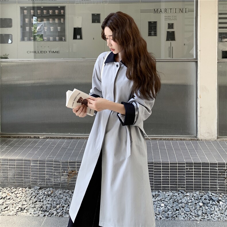 新款/升级版加厚面料韩版撞色腰带款风衣2C233-5819-P195-K289,女装风衣,2C233