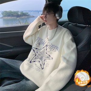 特批 港风圆领字母加绒针织衫毛衣M844 P45控68 加绒P55控88图片