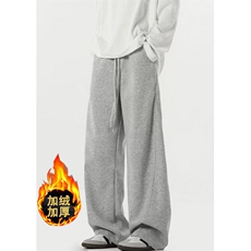 重磅运动卫裤男潮牌美式宽松加绒阔腿灰色拖地休闲长裤子KG71，男装休闲裤，星座1116A（原606A-3）