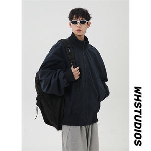 港风日系复古设计感拼接高领开衫夹克外套 XZ213-JK4000-P60控88,男装夹克,星座213