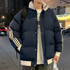 深度库存10W件美式新款条纹撞色男女保暖时尚棉袄M2912-特P65控98，男装棉衣，电商A001