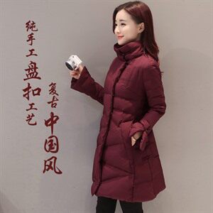 备货1000件2023冬新款中长款时尚百搭简约气质优雅棉衣修身长袖图片