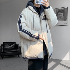 棉衣男冬季新款宽松港风连帽假两件加厚棉服MF8587-P88(现货，男装棉衣，星座214-3