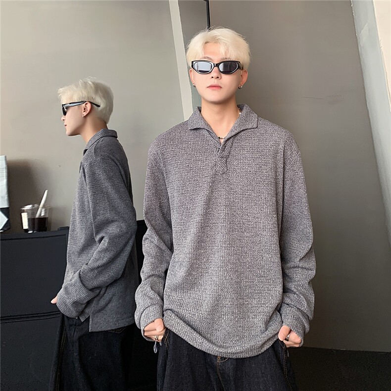 原版品质面料罗马格意式一片领POLO针织衫长袖打底男w308-p38,男装Polo衫,电商C307