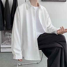 长袖衬衫男宽松情侣韩版港风学生班服休闲衬衣潮CS060-P35送领带，男装衬衫，星座1008