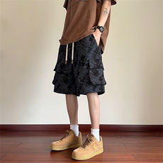 抖音得物品质夏季工装运动扎染五分短裤D2536*P35控58，男装牛仔裤，星座227-1