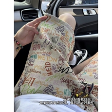 B221美式ins高街暗黑宽松民族风五分裤短裤LK25541-特P28控58，男装休闲裤，电商B221