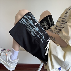 抖音品质夏季新款菠萝格潮流印花宽松短裤B315-K24184-特P25控48，男装牛仔裤，电商B315