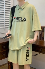 夏装青少年纯色半袖运动套装创意印花短裤T恤男女6623-P70控价98，男装T恤，电商A441-1