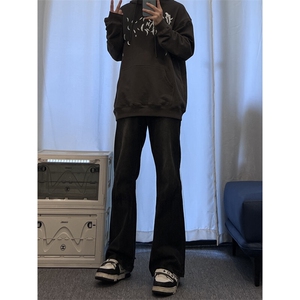 美式hiphop牛仔裤修身直筒微喇叭裤 68图片