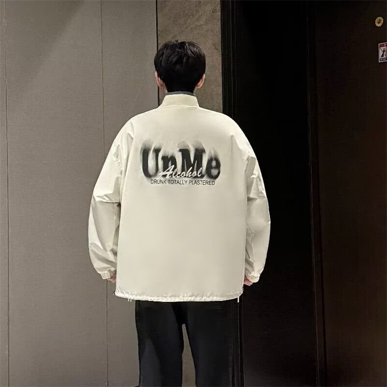 双面穿炫彩秋季字母印花夹克上衣情侣百搭宽松棒球服男冲锋衣外套,男装夹克,四季星座505