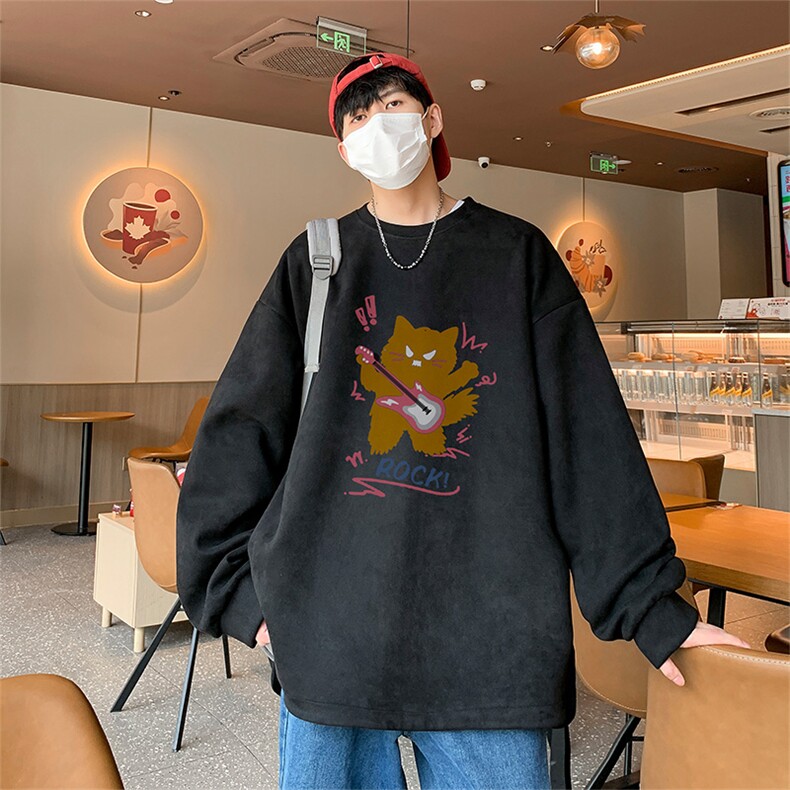 新款得物抖音直播高品质麂皮绒圆角开叉宽松男卫衣W3035P45,男装卫衣,电商C408(原B339-1)