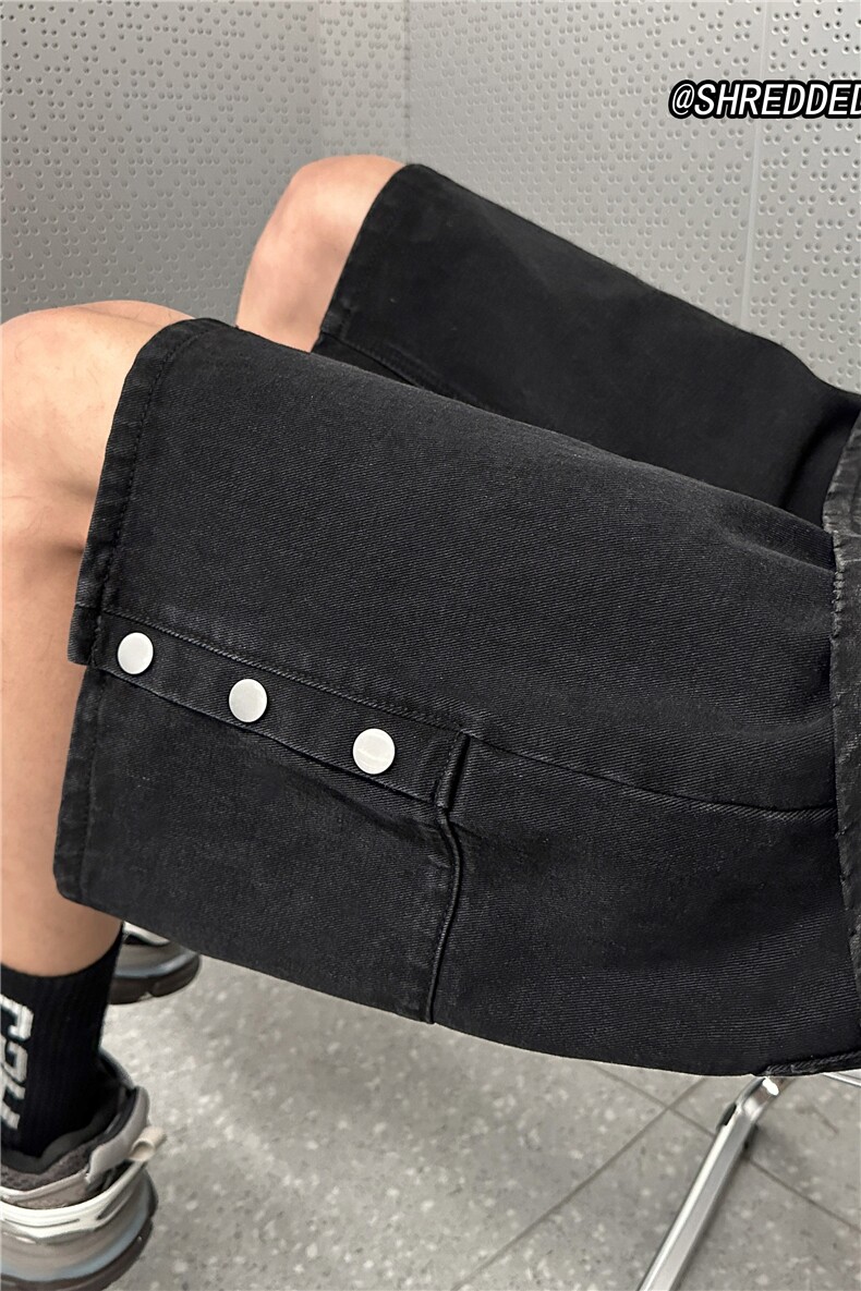 美式高街泥巴黄牛仔裤排扣设计小众百搭短裤B315-K23223-P45控68,男装牛仔裤,电商B315