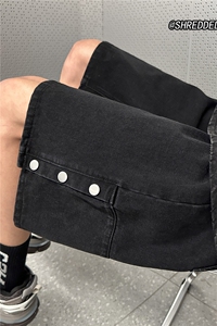 美式高街泥巴黄牛仔裤排扣设计小众百搭短裤B315-K23223-P45控68图片
