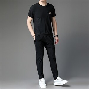 休闲运动服套装夏季2023年新款男装高端帅气潮流两件套衣服男图片