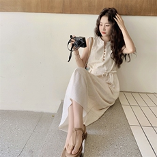 新中式国风无袖背心连衣裙女夏2025新款超火绝美大方得体显瘦裙子，女装连衣裙，2C372