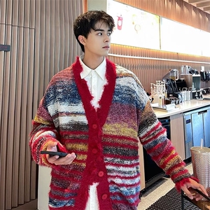 美式圆领毛衣男慵懒风休闲渐变水貂绒针织衫 A360 P70图片