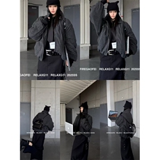 网图老钱风格子毛呢加厚棉衣外套男士潮流美式短款棉服特P85，男装棉衣，电商C306-1