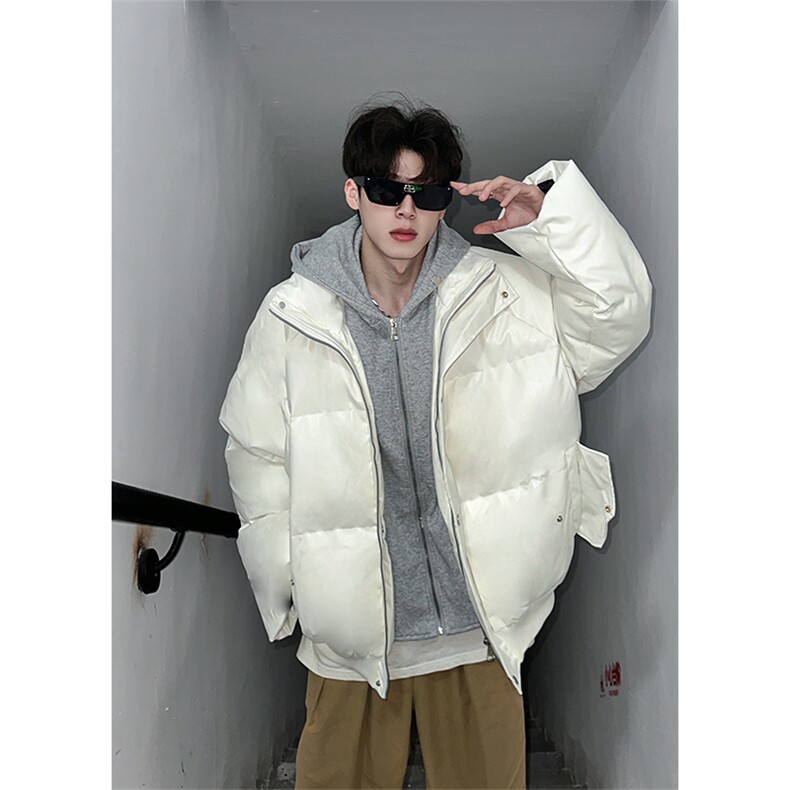 405A美式高街个性连帽设计假两件pu皮棉服MY24920-P158控188,男装棉衣,星座405A