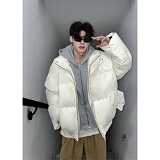 405A美式高街个性连帽设计假两件pu皮棉服MY24920-P158控188，男装棉衣，星座405A