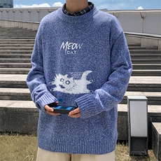 ！秋冬加厚品质圆领毛衣男大码针织衫百搭学生线衫M208P45，男装针织衫/毛衣，电商B220