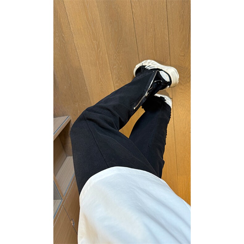 现货黑色拉链毛边美式修身直筒高街牛仔裤男K5813-P50控78,男装牛仔裤,星座205