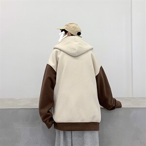 秋冬盐系外套百搭宽松连帽开衫卫衣男女情侣款 W2002P70控88图片