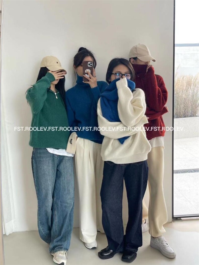 拉链毛衣，女装针织衫/毛衣，FST