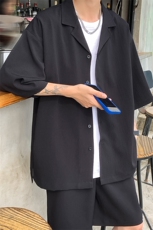 TZ62627/P55弹力短袖衬衣套装男女夏款港风衬衫短裤两件套，男装休闲套装，电商A141