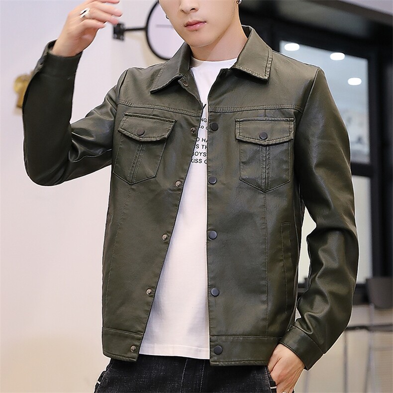 新款春秋款真皮皮衣男韩版潮流帅气机车薄款休闲男士夹克，男装皮衣，星座1508-3