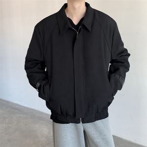 翻领短款外套男袖子皮扣设计夹棉上衣秋冬JK119特P75图片