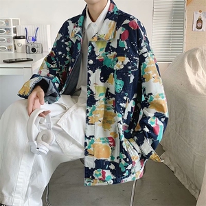 涂鸦迷彩牛仔秋季潮牌宽松工装夹克港风ins百搭衣服潮 W1477-P61图片