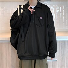 半拉链polo衫卫衣秋冬季加绒加厚上衣潮流ins宽松外套EW2169-P33，男装卫衣，星座512-4