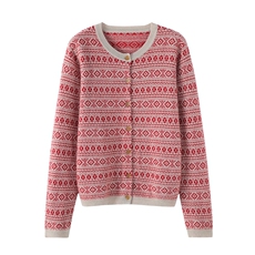 2025秋冬新款羊绒衫女100%纯山羊绒圆领柔软减龄针织系扣开衫外套，女装羊绒衫，东业羊绒