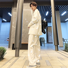 港风秋季反光蝴蝶印花西装男秋季宽松大码西服A090-TZ10P90限128，男装西服套装，电商A089-1