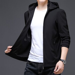 连帽男装2023秋季新款中年商务休闲夹克男爸爸装潮流上衣外套