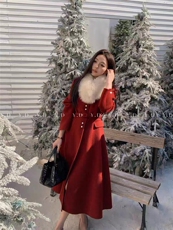 原价799.99!【依嘟】绝美珍珠扣狐狸毛领千金风长款收腰，女装双面呢大衣，依嘟服饰