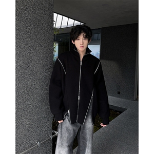 秋冬季设计感拉链毛衣外套潮流宽松休闲时尚针织衫图片