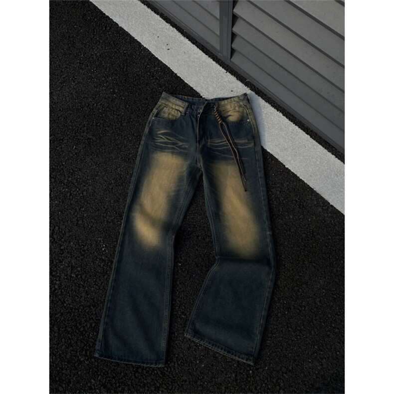 2024/cleanfit牛仔裤微喇叭黄泥色直筒裤1005-3-SGN0014-P65控88，男装牛仔裤，星座1005-3