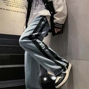 牛仔裤男韩版潮流拼色字母2024春秋季新款ins宽松休闲裤K2869-P46图片