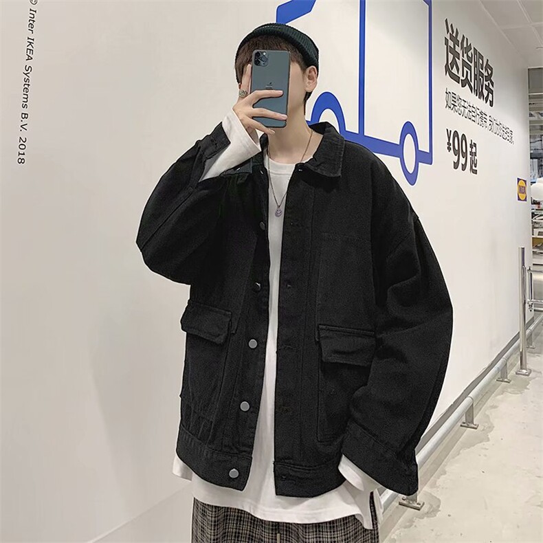新款春秋ins复古多口袋工装夹克男港风bf百搭休闲外套1008-,男装夹克,星座1008